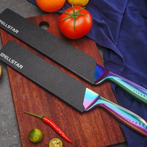 WELLSTAR Knife Edge Guards Set, 2 Piece Universal Blade Covers, BPA Free ABS Protective Blade Sheaths, Non-Scratch Felt Lining Kitchen Knives Covers (Knives not included)