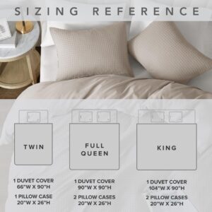 Degrees of Comfort Duvet Cover King - Waffle Weave Textured Soft 3 Pieces Bedding Comforter Cover with Pillowcase for All Season (No Comforter Included), Beige, King