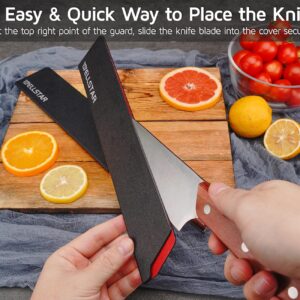 WELLSTAR Knife Edge Guards Set, 2 Piece Universal Blade Covers, BPA Free ABS Protective Blade Sheaths, Non-Scratch Felt Lining Kitchen Knives Covers (Knives not included)