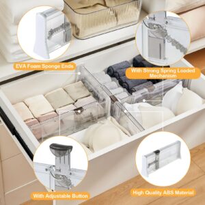 Ormeli Drawer Organizer, Expandable Dresser Separator, Adjustable Drawer Divider for Cloth, Kitchen Utensils, Bedroom, Bookcase, with Foam Ends, Lock in Place (4" Tall 11"-17" Long, 8 Pack-Clear)