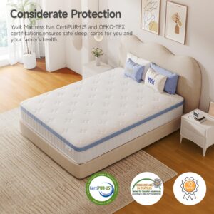 Yaak King Size Mattress 10 Inch, Hybrid King Mattress in a Box, Individual Pocket Spring King Bed Mattress with Breathable Memory Foam, Pressure Relief, Medium Firm Mattress King Size 80"x76"x10"