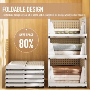 Closet Organizers and Storage, 5 Pack Closet Clothes Baskets Organizer for Closet Shelf, Open Front Stackable Storage Bins, Folding Towel Closet Organizers, Stackable Shelves for Pantry, Wardrobe