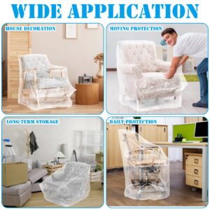 Abbylike 4 Pcs Large Plastic Clear Patio Furniture Chair Cover Outdoor 34 x 42 x 65 Inch Waterproof Dust Proof Swivel Lounge Chair Patio Rocking Chair Protectors Cover for Moving Storage