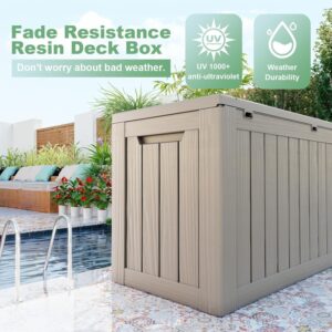 EasyUp 80 Gallon Outdoor Storage Box Waterproof, UV Resistant Resin Deck Box with Hydraulic Rod, Lockable Design and Enhanced Durability for Patio, Garden, and Poolside Use