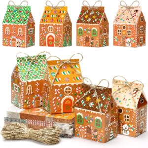 zhanmai 48 pcs christmas treat boxes candy gingerbread house mini christmas party favor box small paperboard christmas gift boxes for xmas holiday party treat cookie goodie snack gift packaging