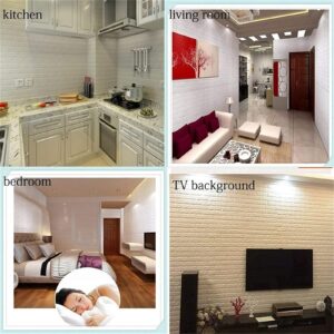 3D Wall Panels Peel and Stick - PE Foam DIY Self Adhesive, Waterproof, Perfect for Interior Wall Decor in Bedroom & Living Room (White, 20pcs 13×15’’)