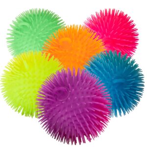 playbees soft spiky puffer balls - 6-pack - 5.5 inch sensory stress relief toy - assorted colors - kids and adults - fun fidget game