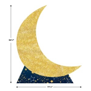 Beistle Large 7' 8.75" x 6' 5.25" Cardboard Starry Night Crescent Moon Stand-Up- Awards Night Photo Prop, Prom Decorations