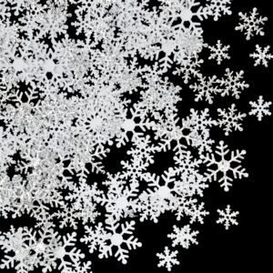 800 pcs silver christmas snowflakes confetti decorations - fake snow confetti crafts snowflake christmas party supplies for winter wonderland frozen themes birthday baby shower party table decor