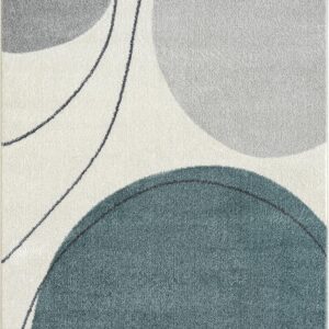 Abani Deco Collection Area Rug -Cream/Green Modern Circles Design -7'9" x 10'2" - Easy to Clean - Durable for Kids and Pets - Non-Shedding - Medium Pile - Soft Feel - for Living Room, Bedroom & Office