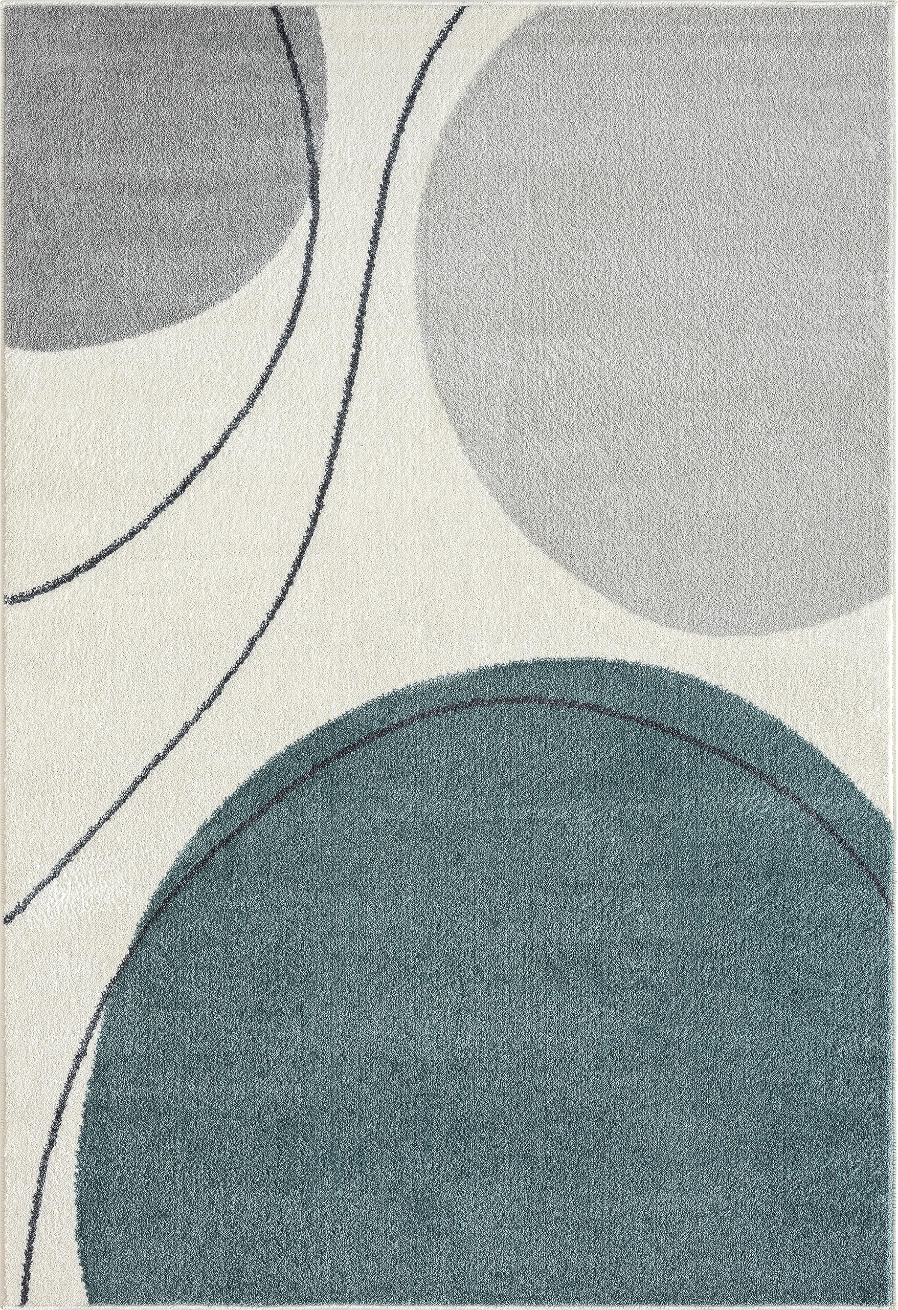 Abani Deco Collection Area Rug -Cream/Green Modern Circles Design -7'9" x 10'2" - Easy to Clean - Durable for Kids and Pets - Non-Shedding - Medium Pile - Soft Feel - for Living Room, Bedroom & Office