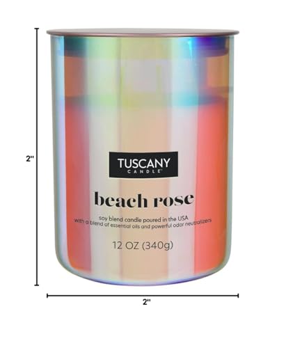 Empire Candle Beach Rose Scented Jar Candle, 12 oz, Burn Time 50 Hours, Home Fragrance, Room Accessories