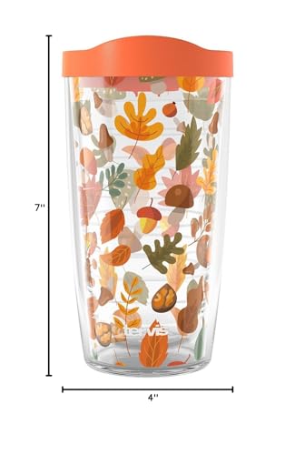 Tervis Awesome Autumn Fall Leaves Made in USA Double Walled Insulated Tumbler Travel Cup Keeps Drinks Cold & Hot, 16oz, Classic