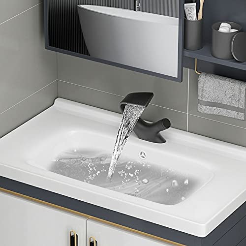 Sink Faucets, Faucets Kitchen Sink Faucet for Bar Farmhouse Commercial, Chrome Finished Kitchen Water Tap, Bathroom Sink Faucets, Hot Cold Water Mixer, Deck Mounted Single Hole Bath Tap (Color : Blac