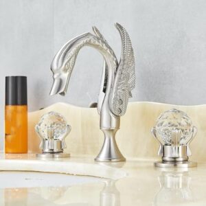 faucet, faucets,basin mixer tap newly gold 3pcs bathroom sink faucet, basin mixer tap, style vessel faucet, 2 handles bath faucet basin taps water tap for bathroom kitchen (color : brushed nickle)