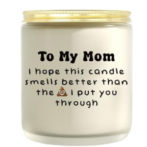 funny christmas gifts for mom, lavender scented candles, gifts for mom, mom gifts, birthday gifts from daughter son, gag gifts for moms her bonus mom mother new mom step mom, to my mom candle