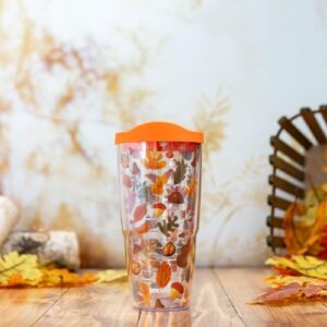 Tervis Awesome Autumn Fall Leaves Made in USA Double Walled Insulated Tumbler Travel Cup Keeps Drinks Cold & Hot, 24oz, Classic