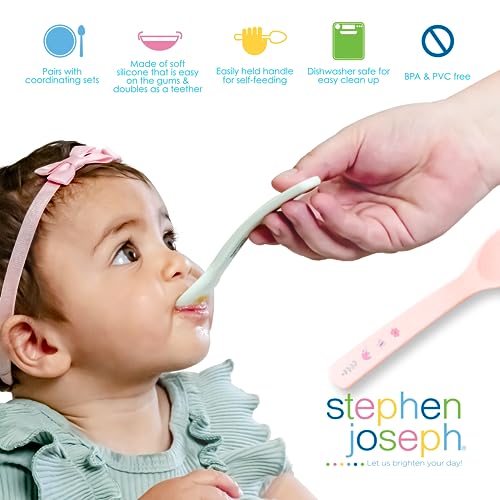 Stephen Joseph Silicone Baby Spoons, One size, Farm