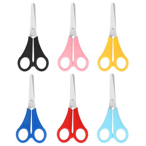 Vutyvve Kid Scissors, Blunt Tip Safety Children Scissors, Stainless Steel Blades with Centimetre Scale, More Accurate Cutting, Set of 6