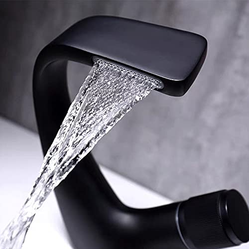 Sink Faucets, Faucets Kitchen Sink Faucet for Bar Farmhouse Commercial, Chrome Finished Kitchen Water Tap, Bathroom Sink Faucets, Hot Cold Water Mixer, Deck Mounted Single Hole Bath Tap (Color : Blac