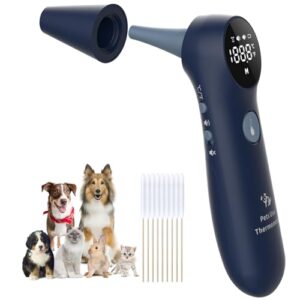 mindpet-med pet ear thermometer for dogs, cats, and livestock, long probe designed, ℃/ ℉ convert and sound switch dedicated button, 1 second measurement, 20 pcs pet swabs included