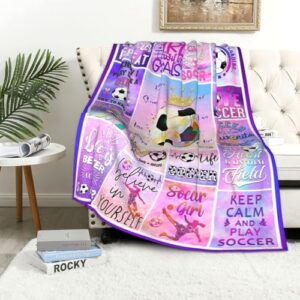 Soccer Blanket Ultra Soft Flannel Soccer Throw Blanket Soccer Gifts for Girls Women Soccer Team Soccer Lover Gifts for Kids Teens Adults 50"x40"