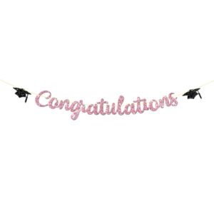 congratulations banner, high school/college graduation party decoration, congrats grad sign, finally done, happy graduation party bunting decor for boys girls, pink glitter