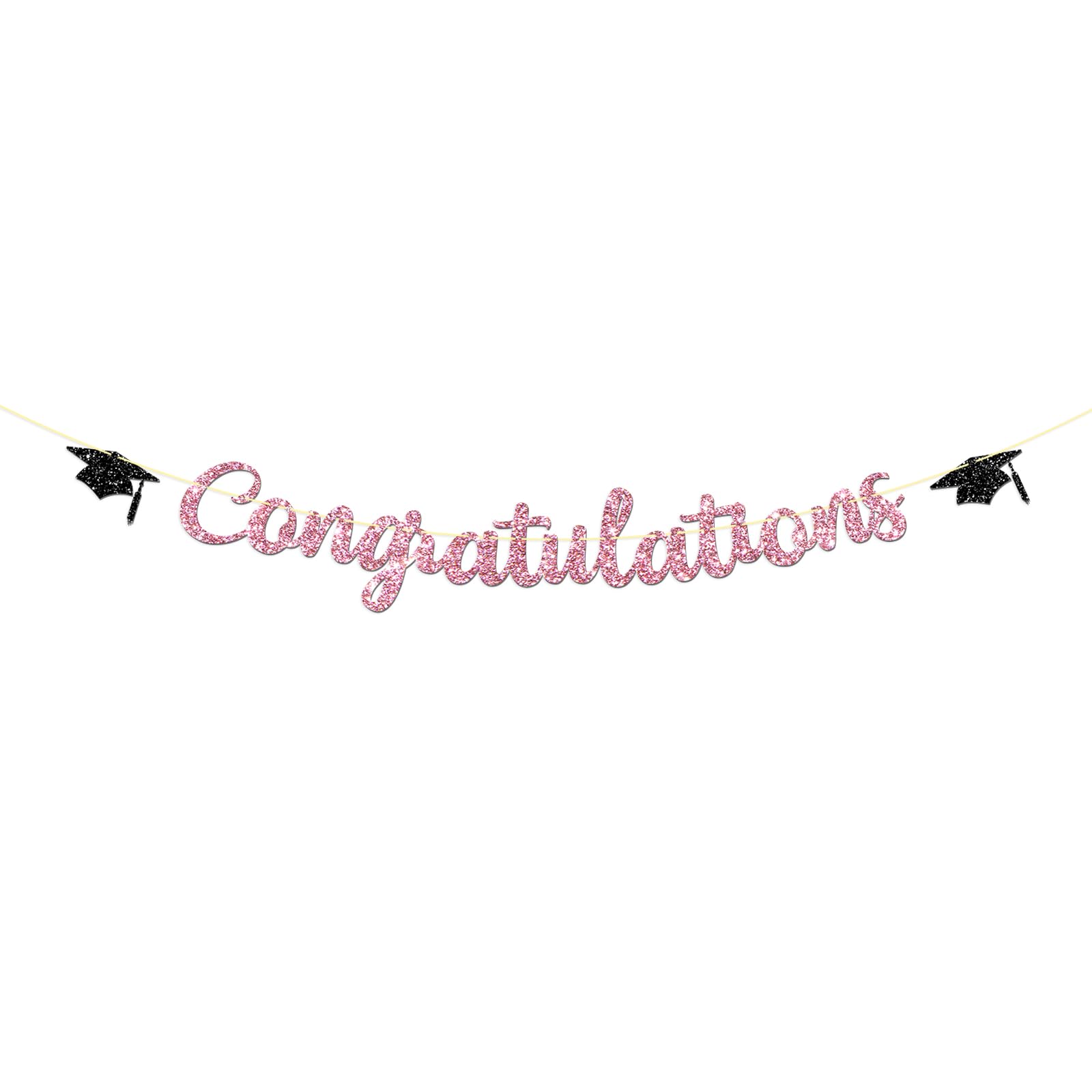 Congratulations Banner, High School/College Graduation Party Decoration, Congrats Grad Sign, Finally Done, Happy Graduation Party Bunting Decor for Boys Girls, Pink Glitter