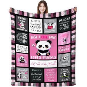 panda blanket gifts for girls women soft warm flannel panda lovers throw blanket panda birthday gifts for adults kids 50"x40"