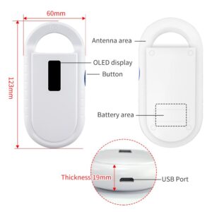 AHANIN Microchip Scanner Rechargeable Handheld Pet Scanner Microchip Reader Supports ISO11784/ISO11785,FDXB,ID64 Microchip for Dogs/Cats/Animal