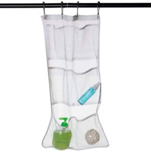 Quick Dry ing Caddy and Bath Organizer with 6 Pocket on Shower Curtain Rod/Liner Hooks