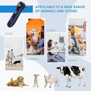 MINDPET-MED Pet Ear Thermometer for Dogs, Cats, and Livestock, Long Probe Designed, ℃/ ℉ Convert and Sound Switch Dedicated Button, 1 Second Measurement, 20 pcs Pet Swabs Included