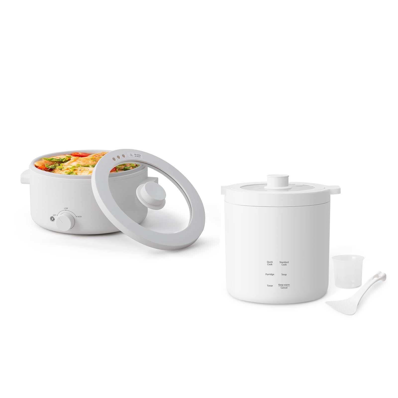 Olayks 2L Electric Pot & 1.2L Mini Rice Cooker, Multi-function Electric Cooker, Rapid Heating and Overheating Protection