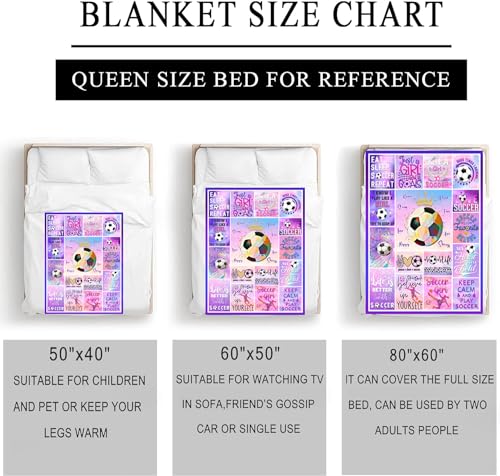 Soccer Blanket Ultra Soft Flannel Soccer Throw Blanket Soccer Gifts for Girls Women Soccer Team Soccer Lover Gifts for Kids Teens Adults 50"x40"