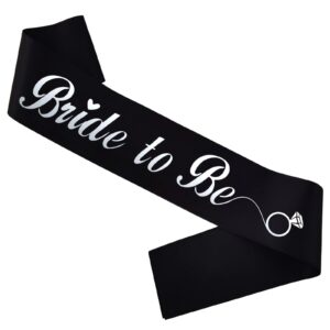 ketaoo bride to be sash, silver foil black bachelorette sash for bridal shower favors engagement or wedding party accessories hen night gifts