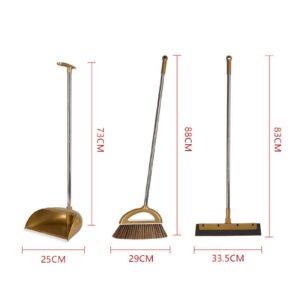 Fenteer 3Pcs Dustpan Broom Set Combo Set Floor Wiper Foldable Dust Brooms Set Broom Dust Pan for Indoor Household Office Outdoor Cleaning Gadgets, A