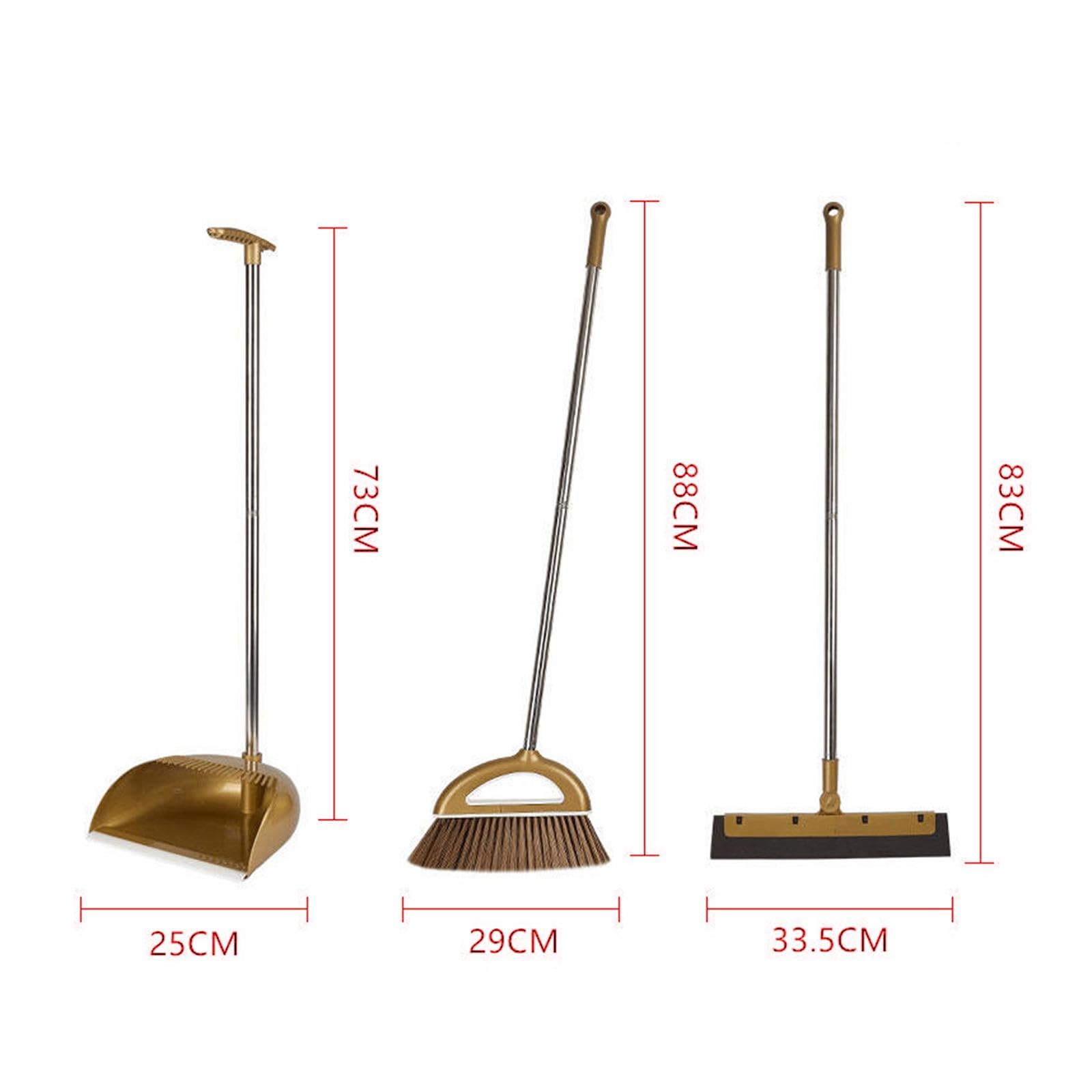 Fenteer 3Pcs Dustpan Broom Set Combo Set Floor Wiper Foldable Dust Brooms Set Broom Dust Pan for Indoor Household Office Outdoor Cleaning Gadgets, A