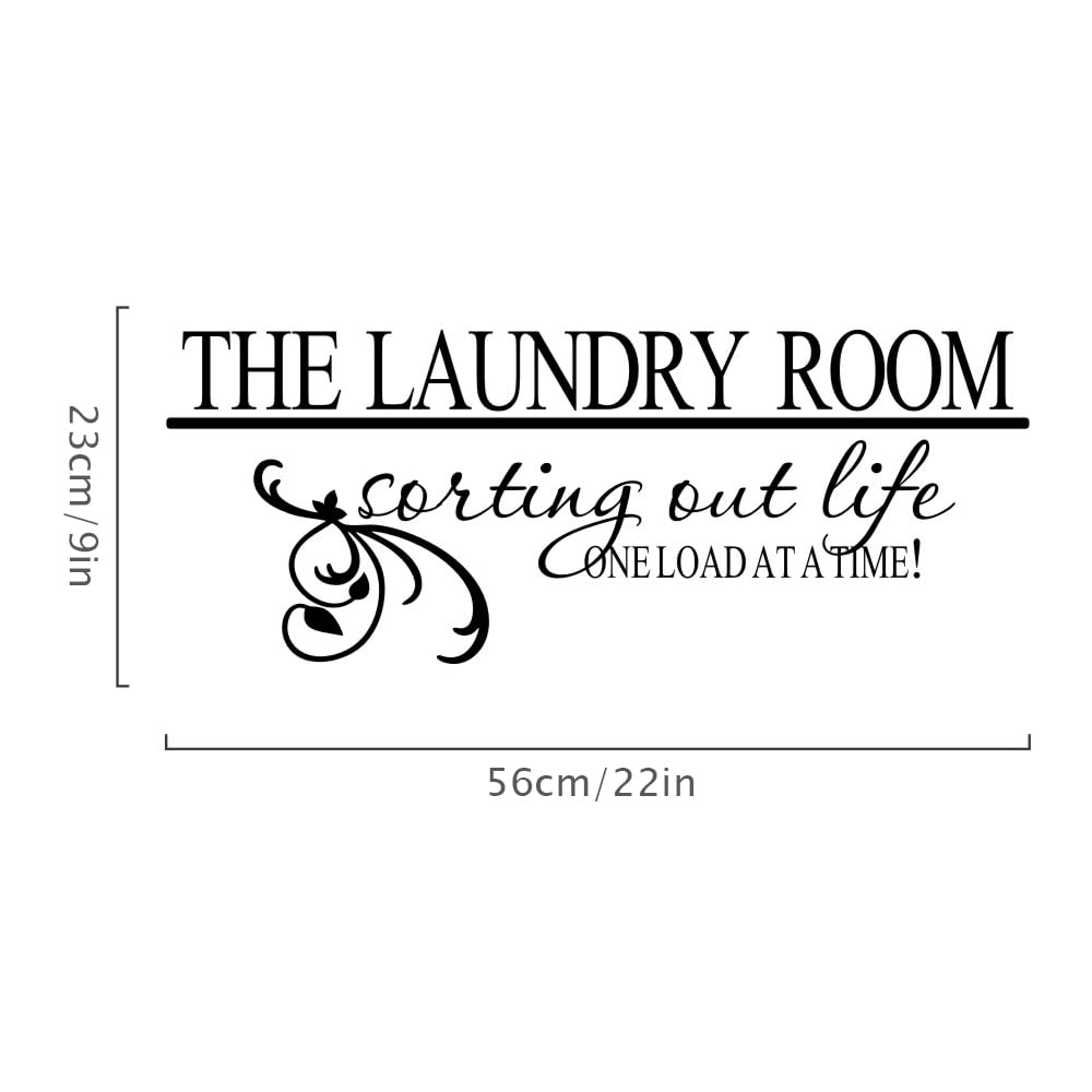 Laundry Room Decals Vinyl Art Lettering Decals for Walls Peel and Stick Laundry Sign Stickers Decor 22×9IN