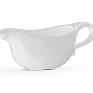 RONDURE Large White Gravy Boat - 19 oz Capacity, Microwave and Dishwasher Compatible