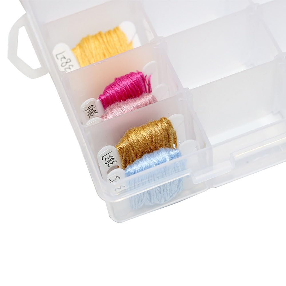 ccHuDE 36 Grids Embroidery Floss Box Plastic Embroidery Threads Storage Box Cross Stitch Threads Organizer Case Jewelry Craft Container with 100 Pcs Floss Bobbins