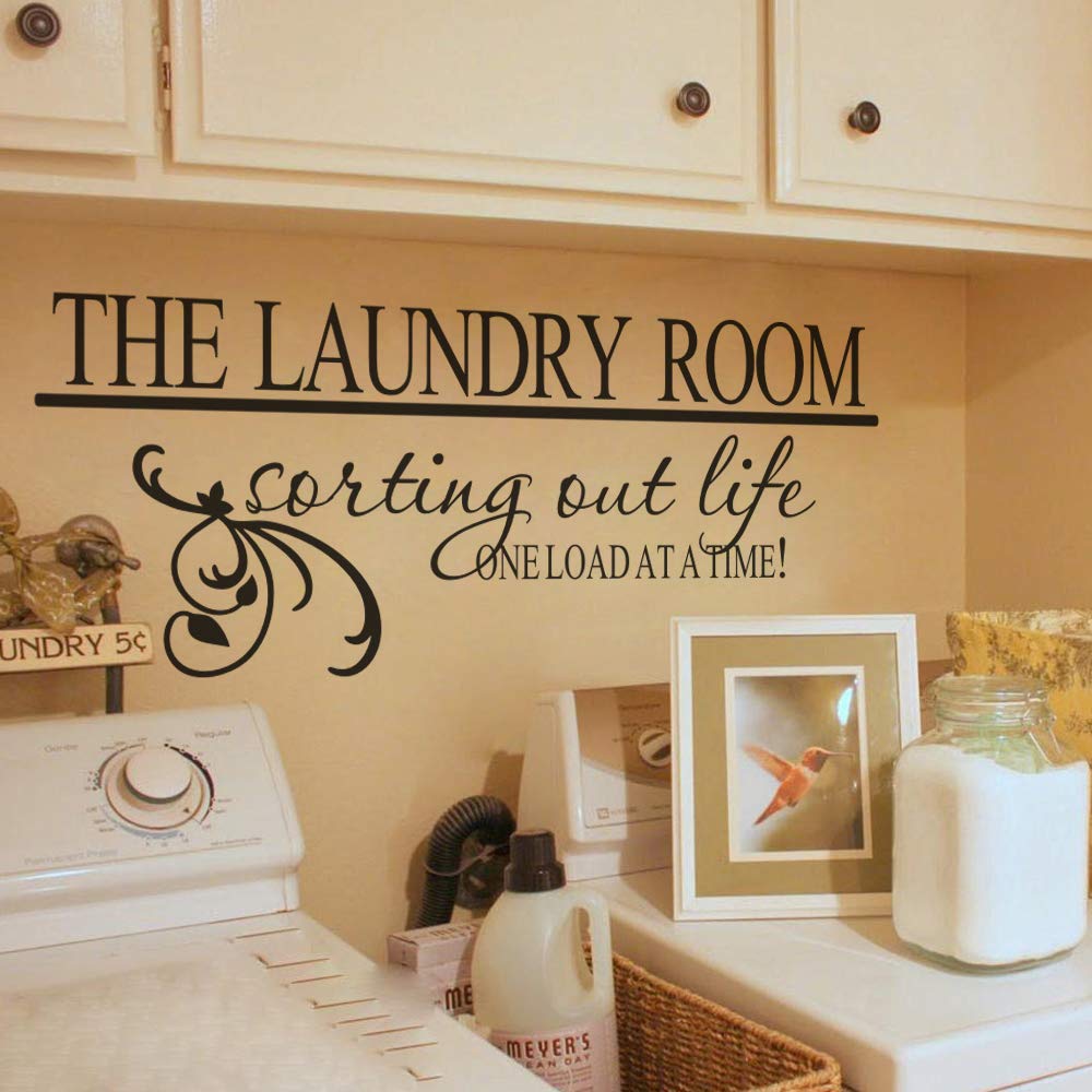 Laundry Room Decals Vinyl Art Lettering Decals for Walls Peel and Stick Laundry Sign Stickers Decor 22×9IN