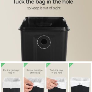 Nunsino Small Bathroom Trash Can with 15 Garbage Bags,2.6 Gallon Stainless Steel Garbage Can with Lid Soft Close,Small Trash Bin for Bathroom,Kitchen,Home Office,Black