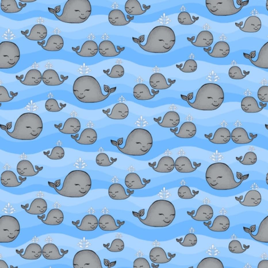 A.E. Nathan Gray Whale Comfy Cotton Flannel Fabic by The Yard