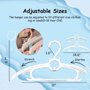 Baby Hangers for Nursery Closet,40 Pack Infant Hangers Extendable and Non-Slip for Newborn Toddler Kids Clothes,11"-14.6" Adjustable Children Coat Pant Hanger for Girl Boy Nursery Must Have (White)