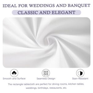 8 Pack White Tablecloth 60 x 102 Inch Polyester Table Cloth for 6 Foot Rectangle Tables, Wrinkle Resistant Washable Decorative Fabric Table Covers for Wedding Party Banquet Buffet and Camping