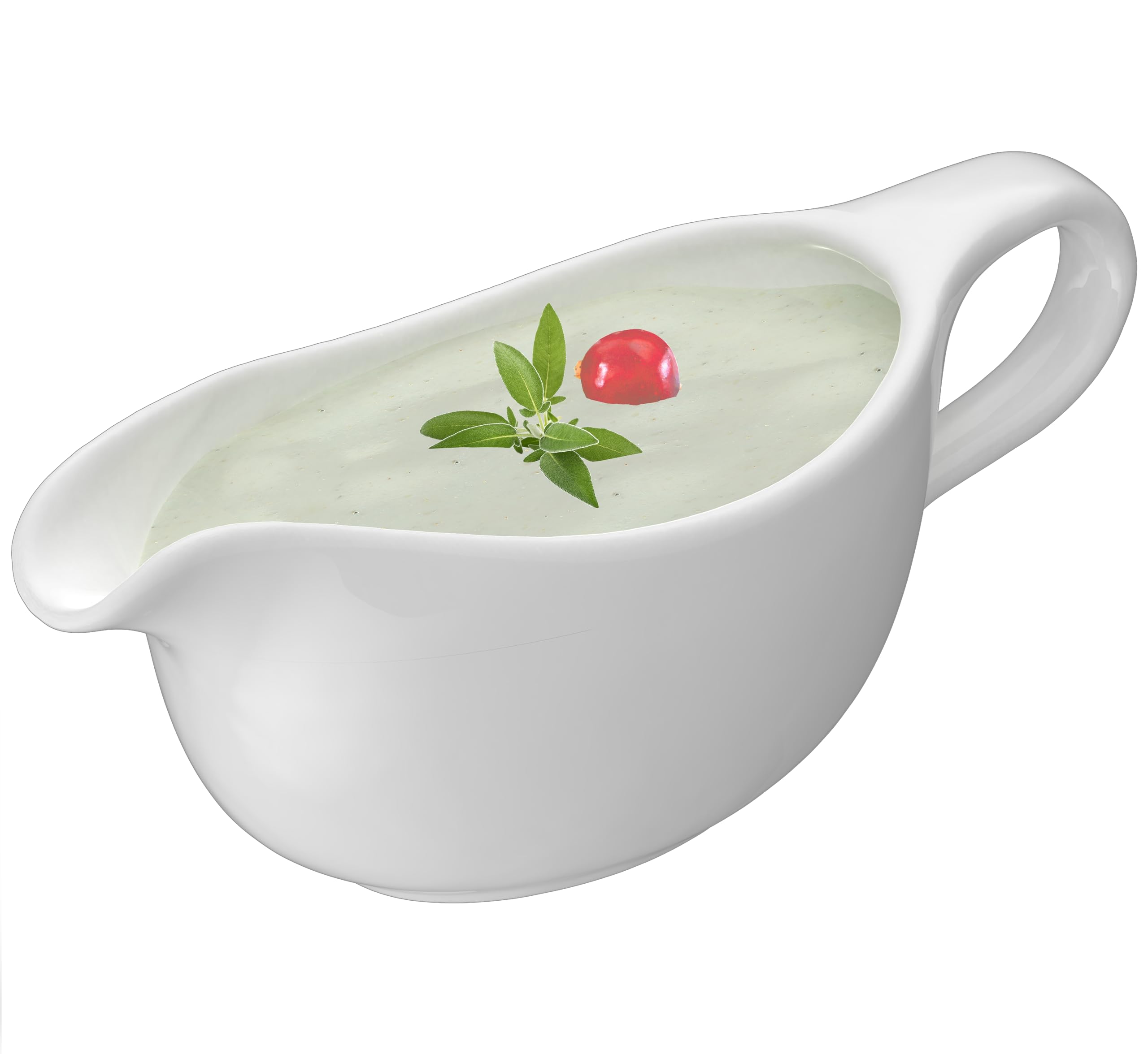 RONDURE Large White Gravy Boat - 19 oz Capacity, Microwave and Dishwasher Compatible