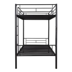 CNANXU Bunk Beds Twin Over Twin, Metal Bunk Bed with Guard Rails,Ladder for Young Boys Girls Dormitory Bedroom, No Box Spring Needed