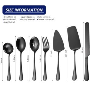 Black Fine Serving Utensils OIULO Large Serving Spoons Slotted Serving Spoons Serving Forks Serving Tongs Soup Ladle Wedding Cake Knife & Cake Server Large Lasagna Server Buffet Catering (9 Pieces)