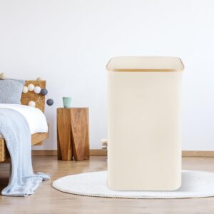 Large Laundry Basket with Lid - 100L Collapsible Laundry Hamper with Removable Bag, Waterproof Slim Laundry Basket with Handles, Tall Dirty Clothes Hamper for Bedroom Bathroom (Beige)