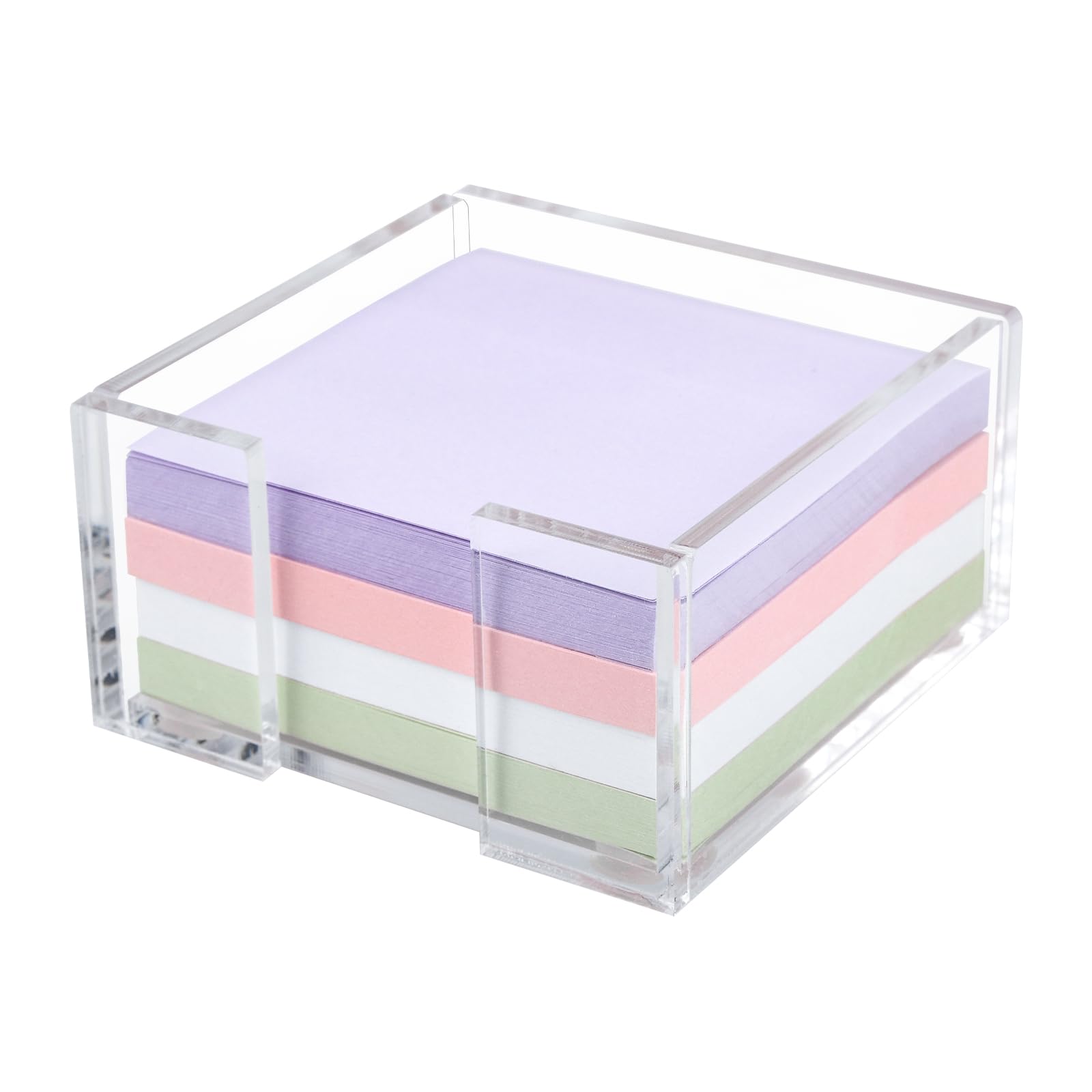 Acrylic Sticky Note Holder, 3 x 3 Crystal Clear Acrylic Notepad Holder Acrylic Sticky Note Dispenser for Dorm Room and Office Desk Organizer